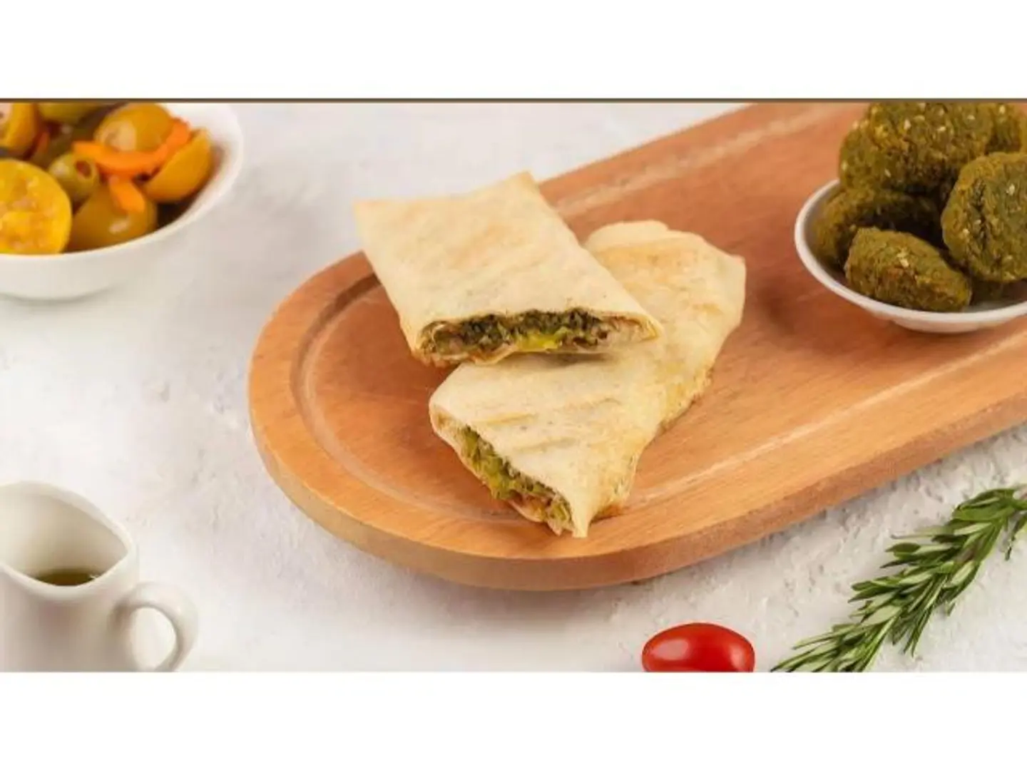 Falafel Sandwich In Saj Bread