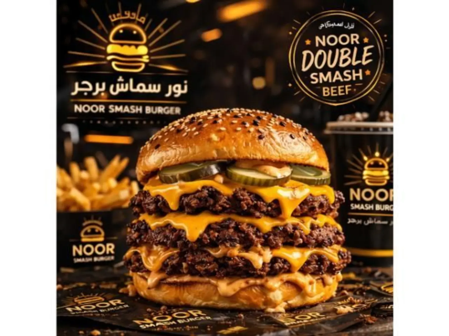 وجبة نور دبل برجر لحم