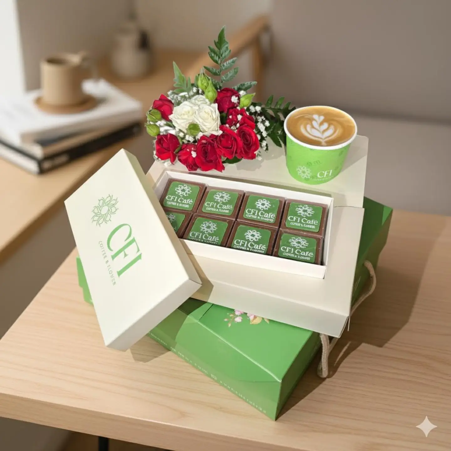 البوكس الفاخر ورد، شوكولاته، مشروب