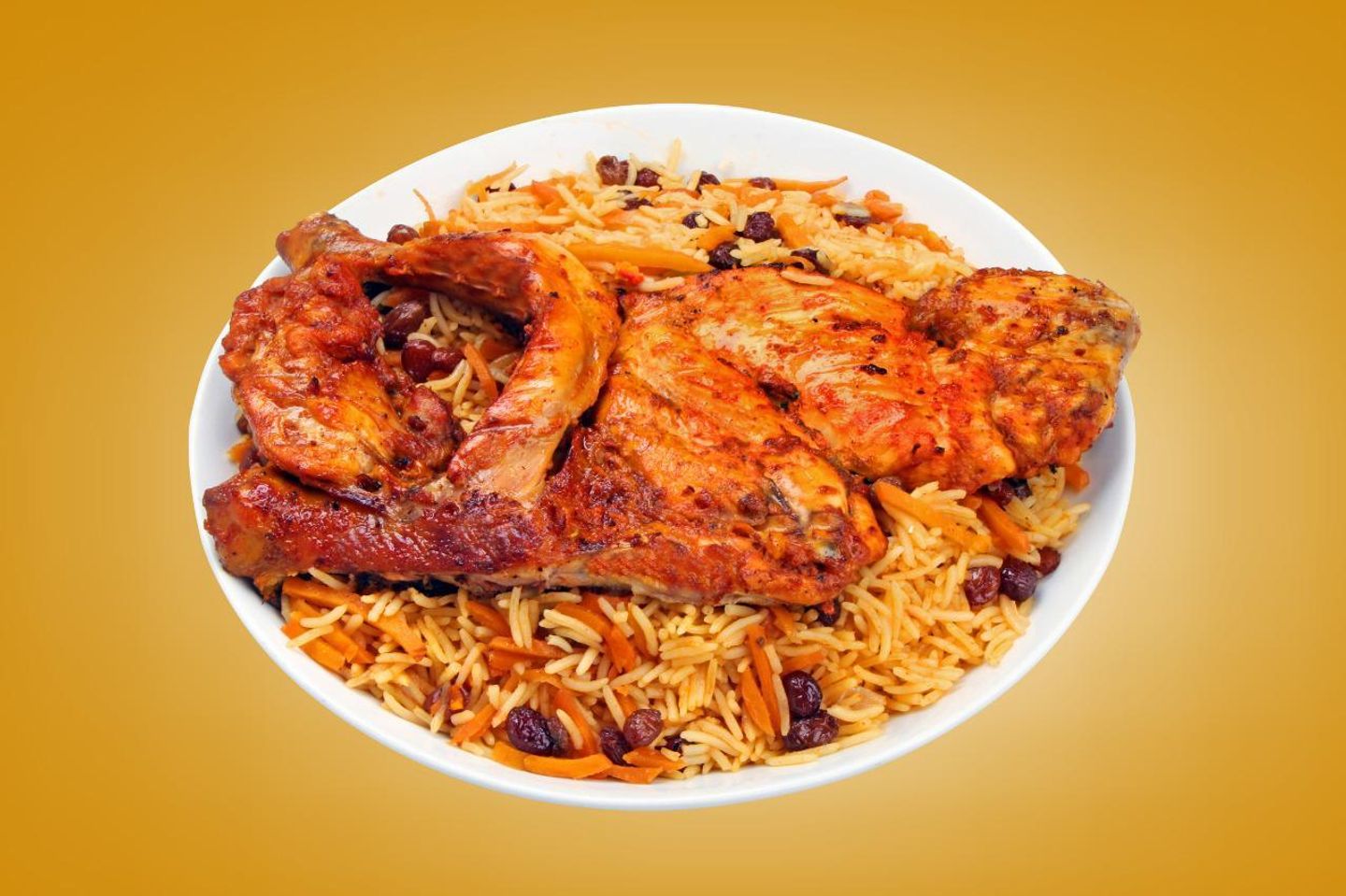 دجاج على الفحم مع الأرز