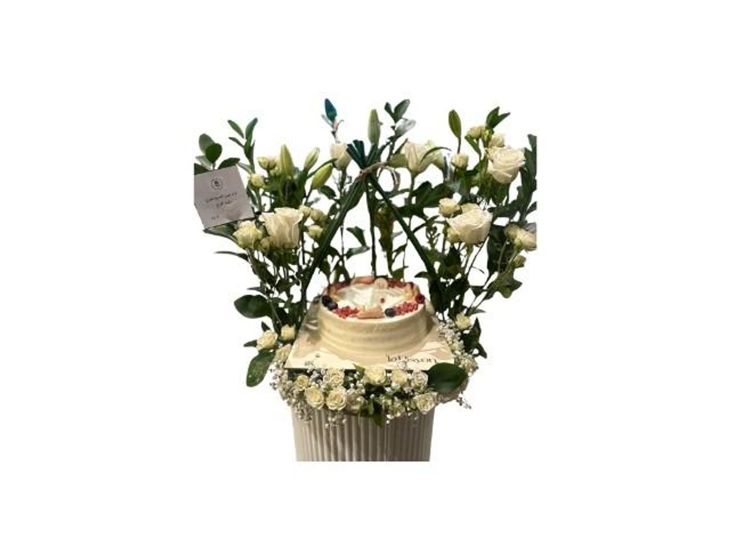 Large Cake With Rose Arrangement