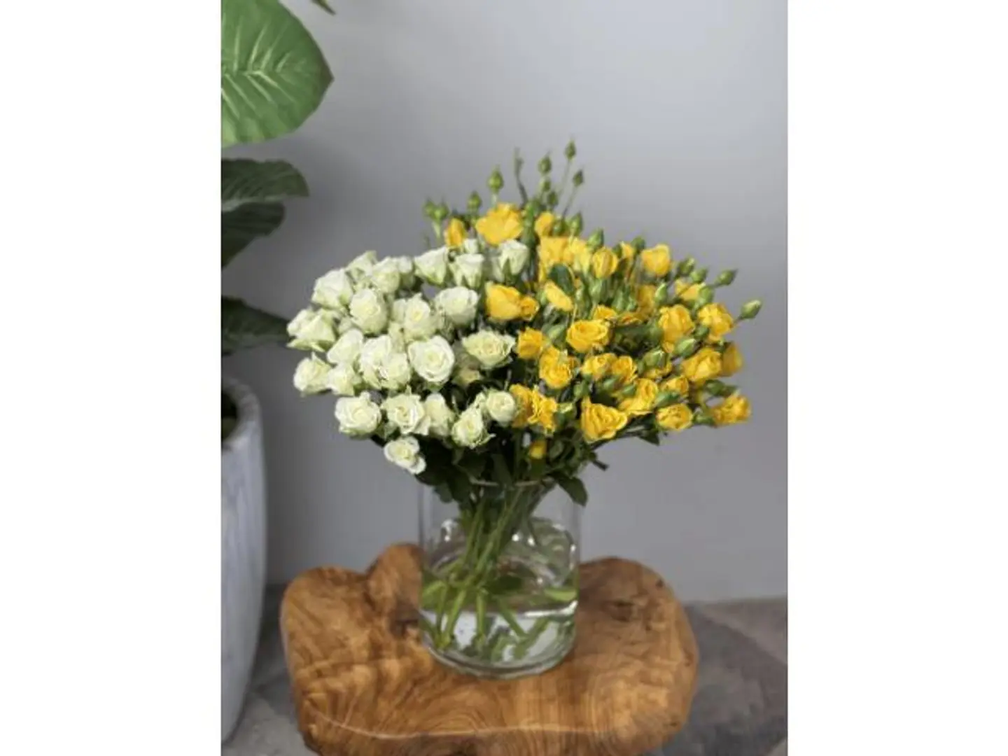 Yellow And White Baby Rose Vase