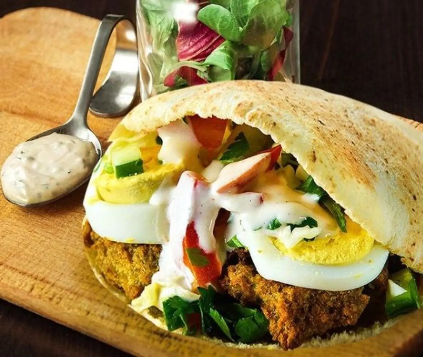 Falafel Sandwich With Eggs