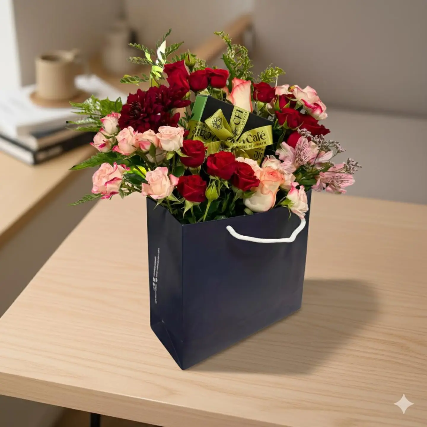 كيس ورد مع تشوكلت