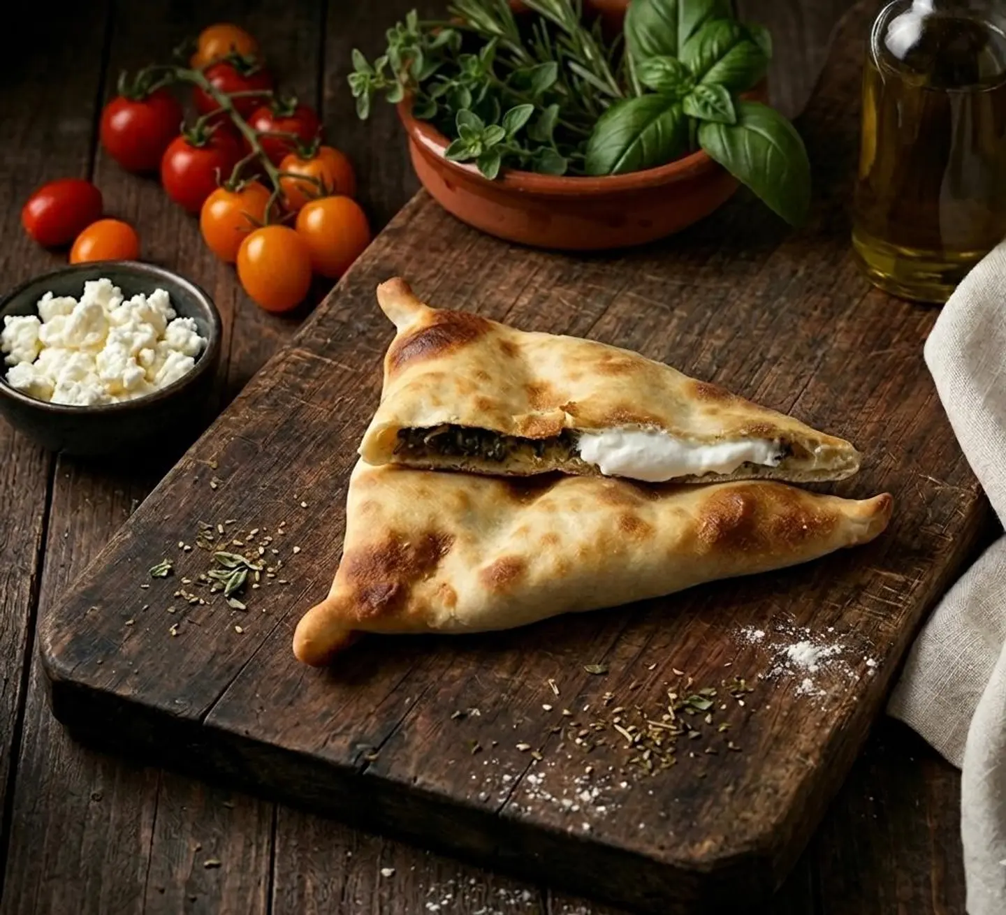 فطيرة شامية لبنة بالسبانخ