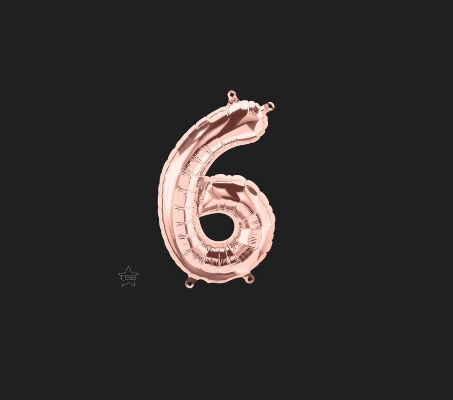 Number 6 Rose Gold Balloon