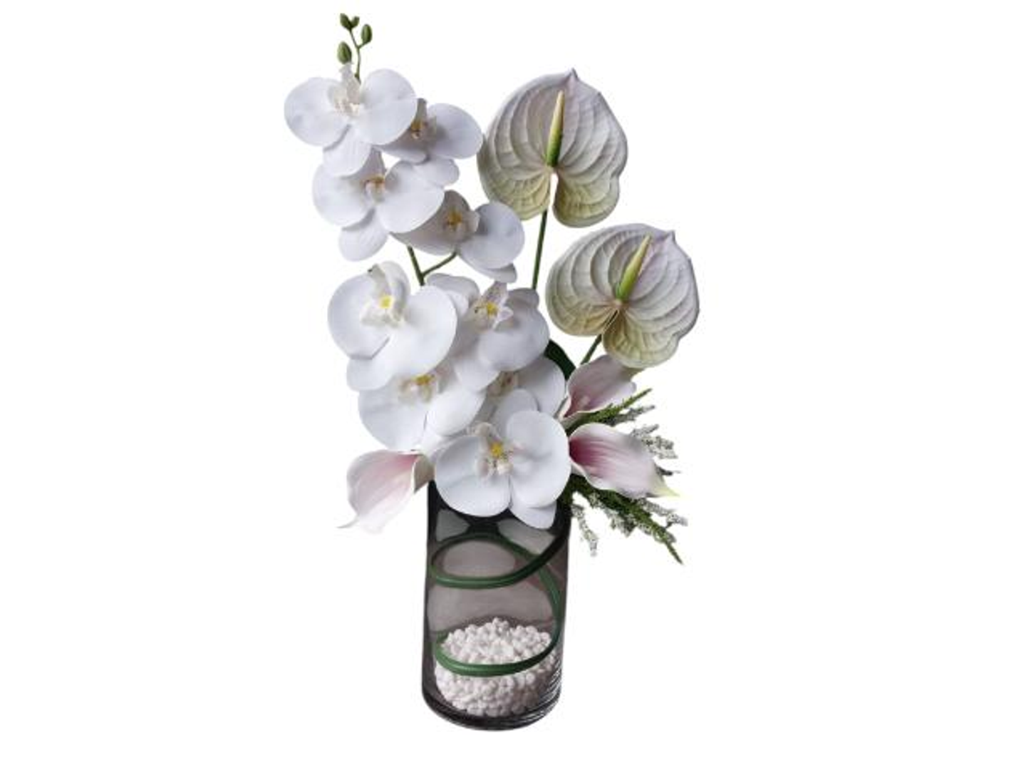 فازة سادة مقاس 20 مع ورد صناعي