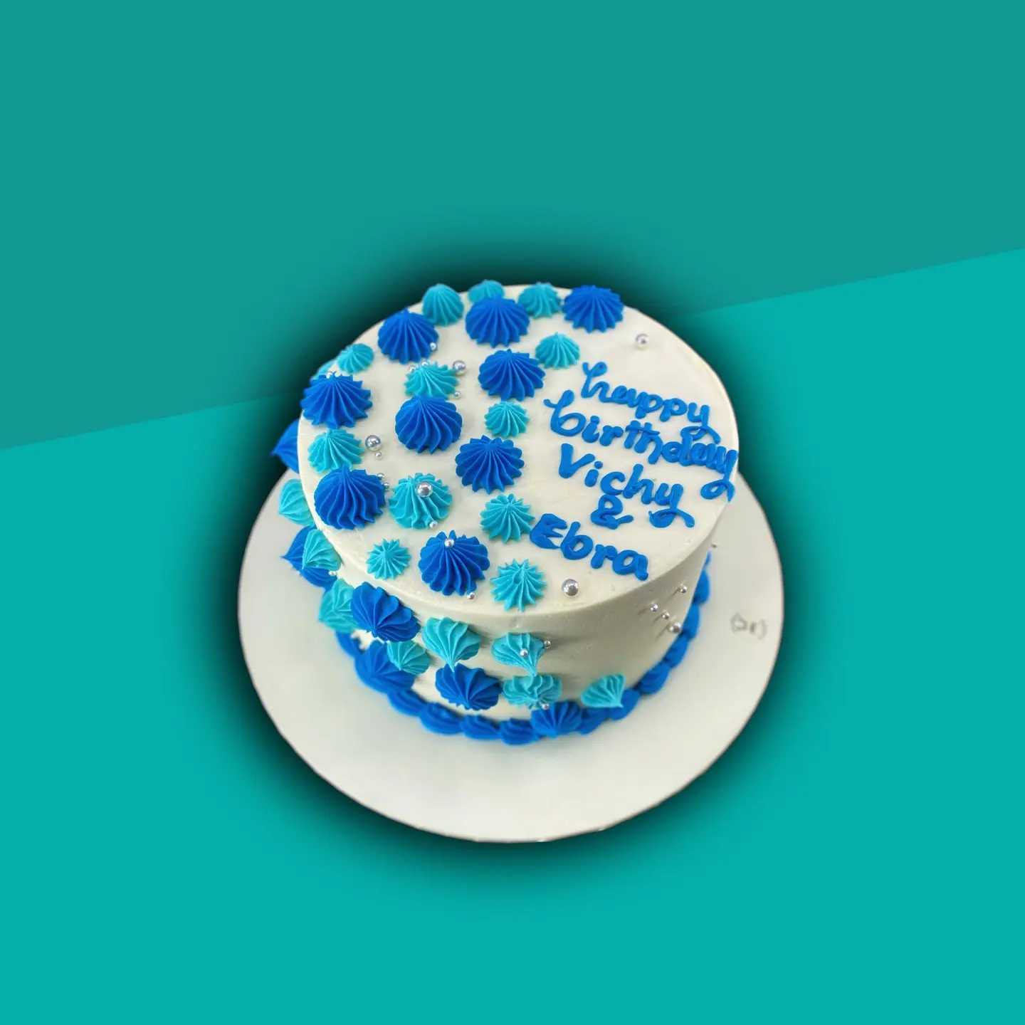 Cream Swirl Blue Cake