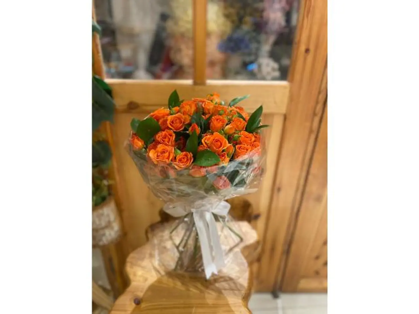Orange Bouquet With Transparent Wrapping