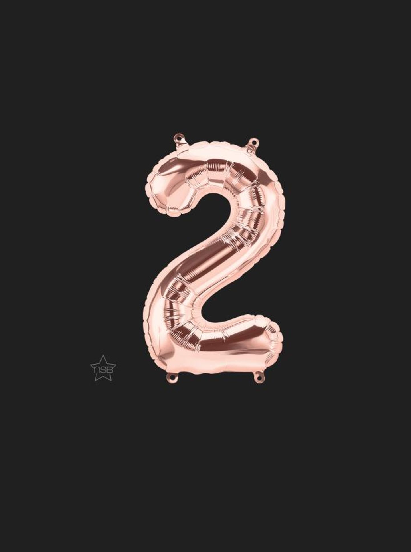 Number 2 Rose Gold Balloon