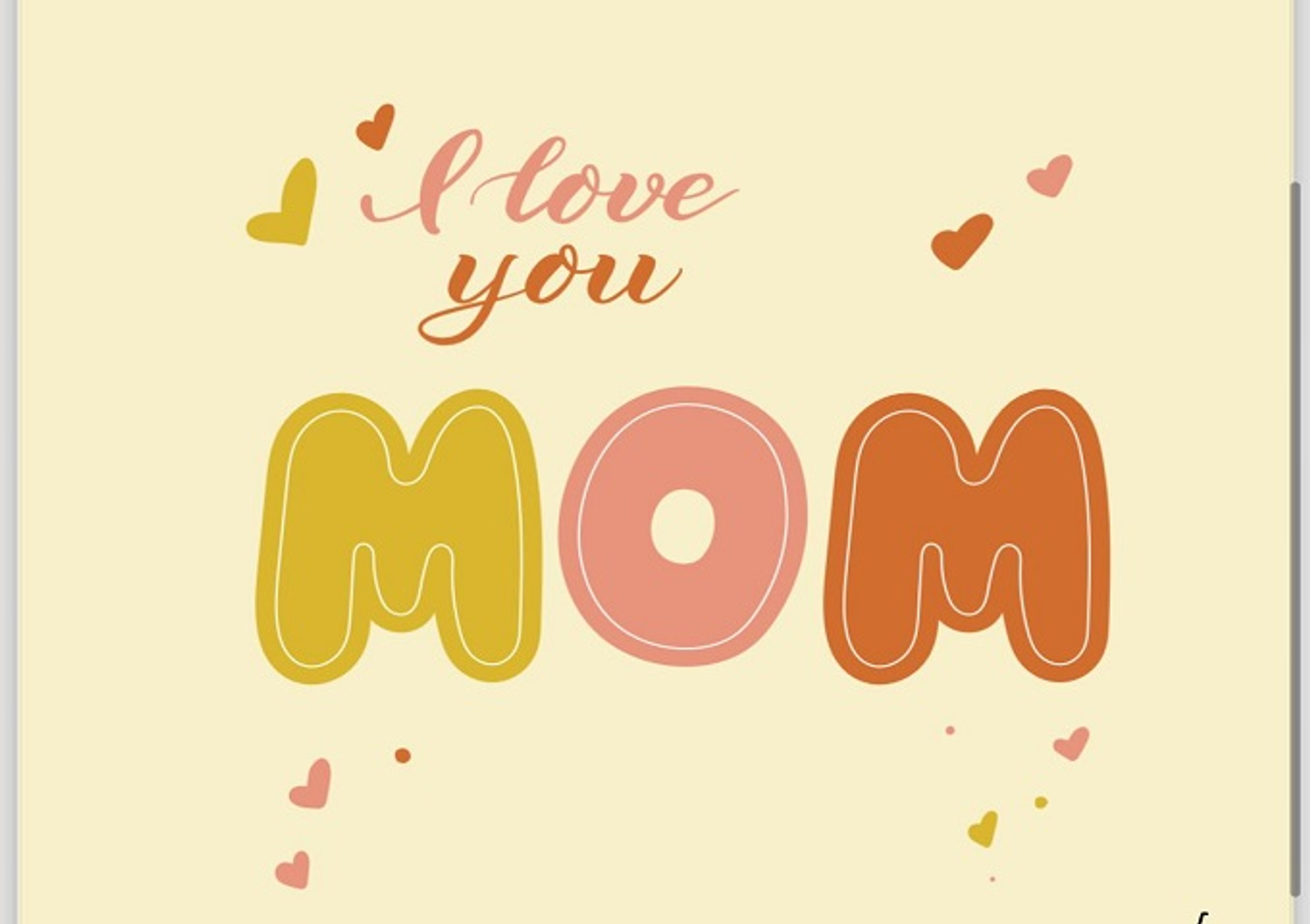 I Love You Mom Yellow Card