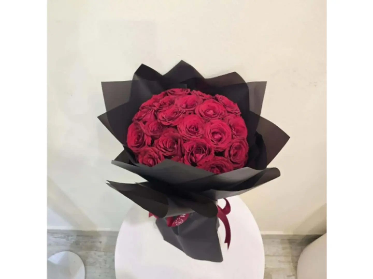 Red Rose Bouquet Black Wrap