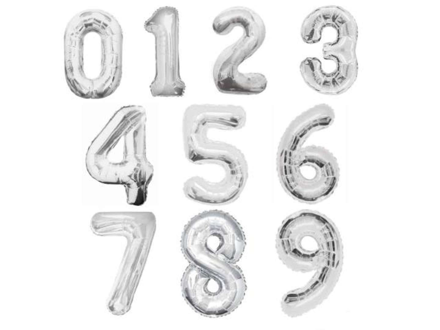 Large Silver Number Foil Helium Balloon