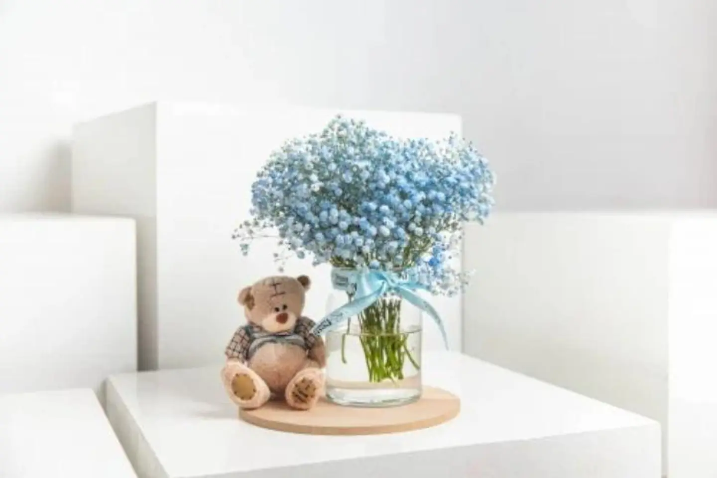 Blue Gypsophila With Teddy Bear