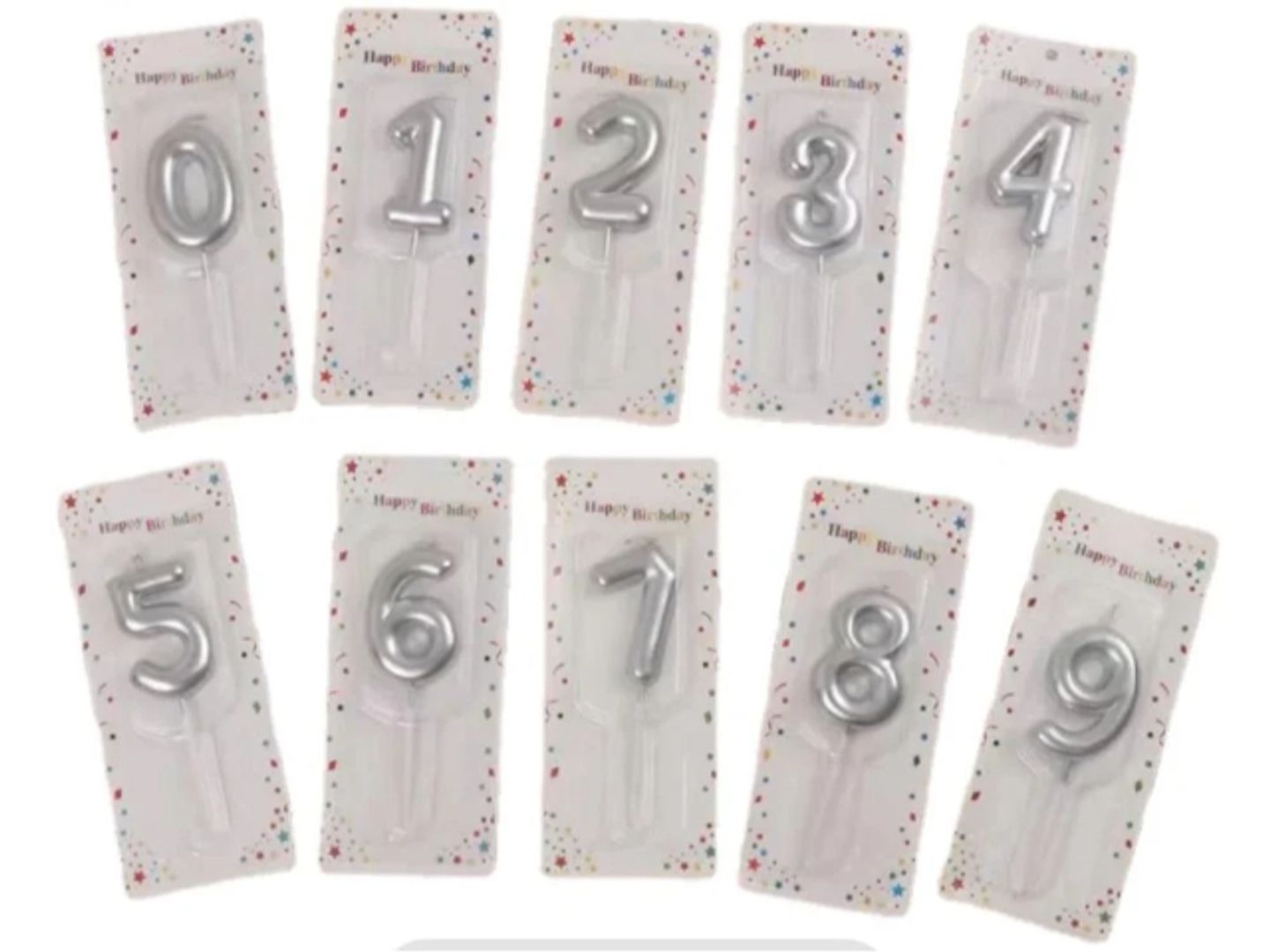 Silver Number Cake Candles
