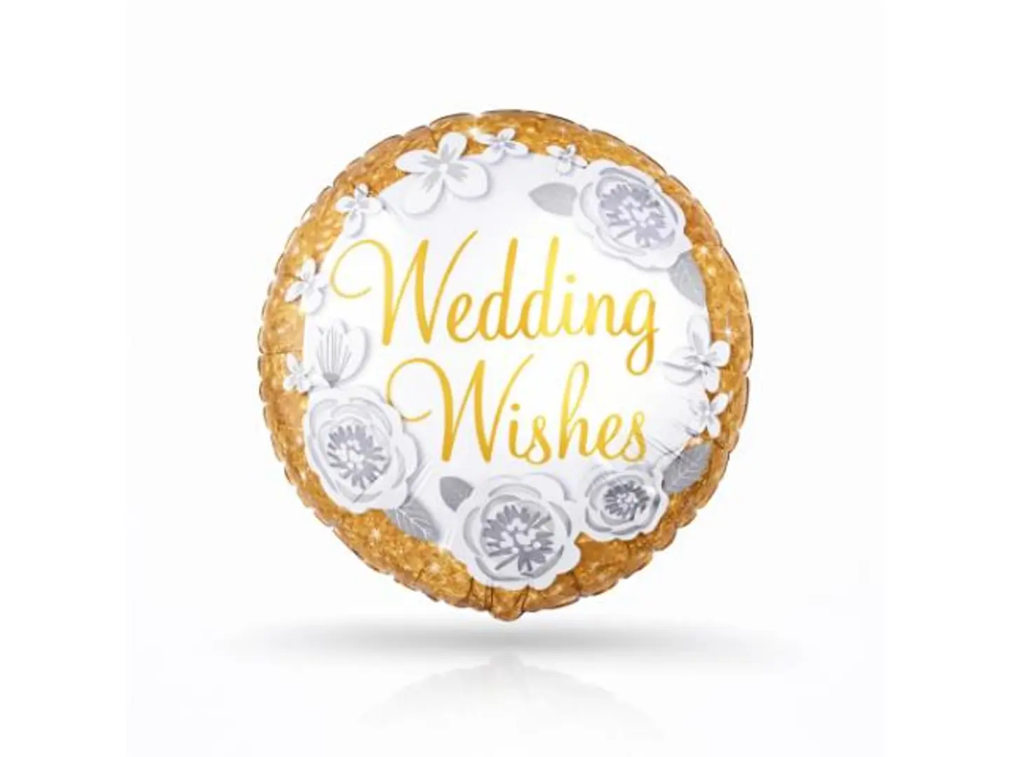 Gold And White Wedding Helium Balloon