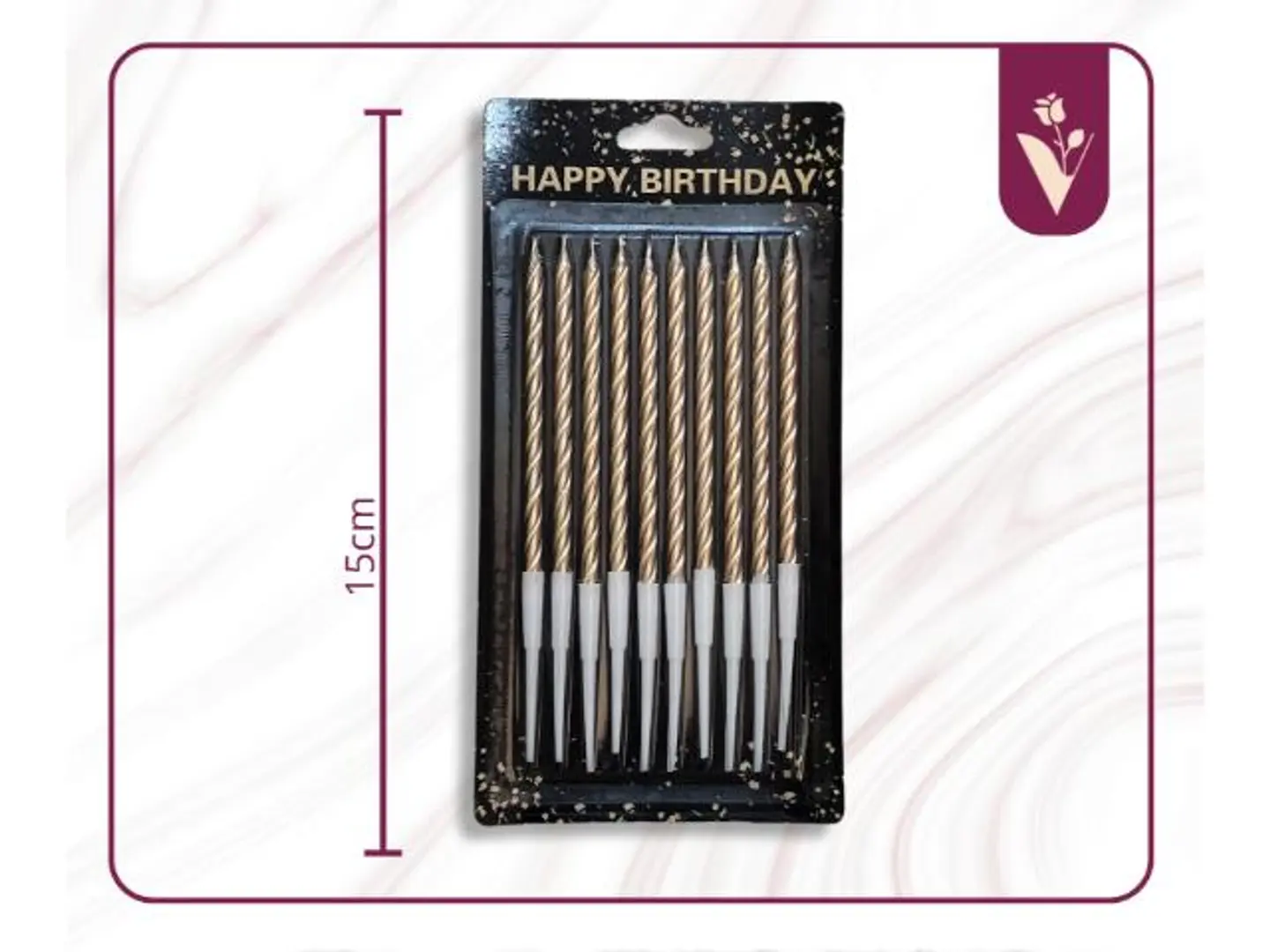 شموع حفلات مستقيمة بخط ملتوي 10قطع ذهبي