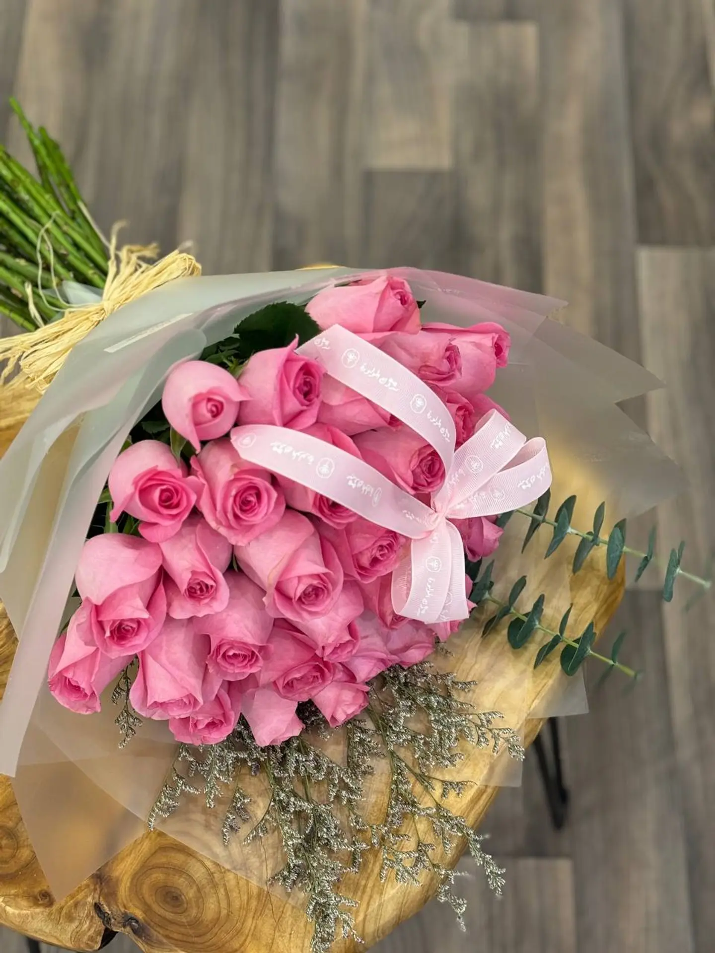 Pink Rose Bouquet With A Baby Ribbon