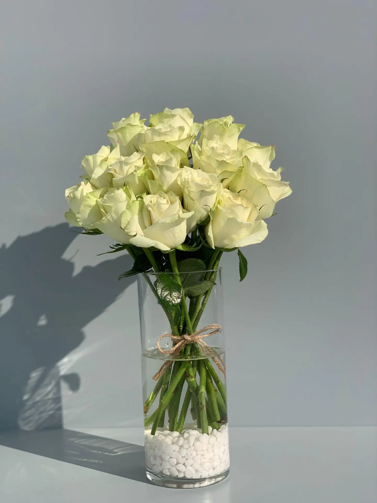White Roses Long Vase