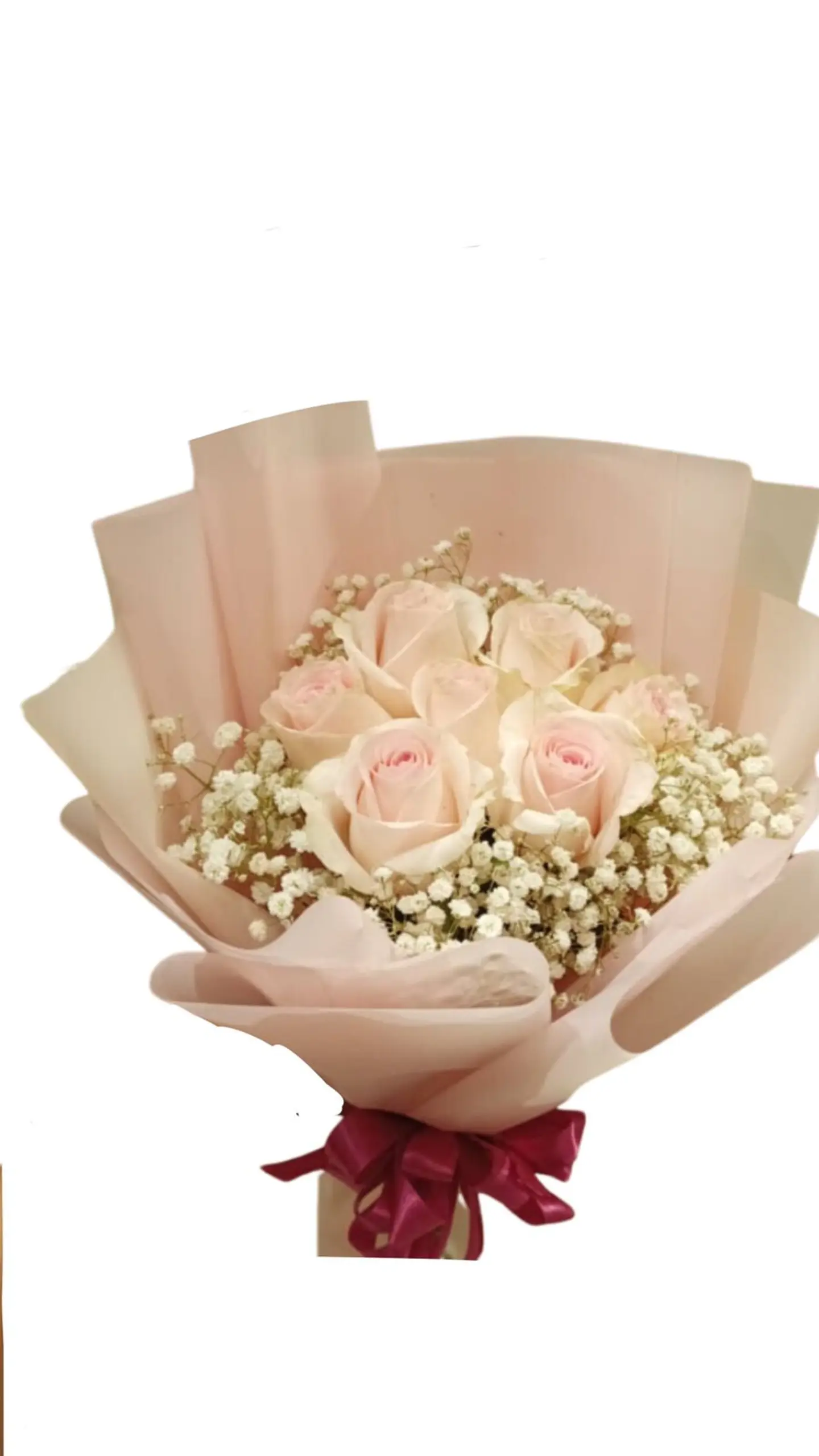 Light Pink Rose Bouquet And Gypsophila