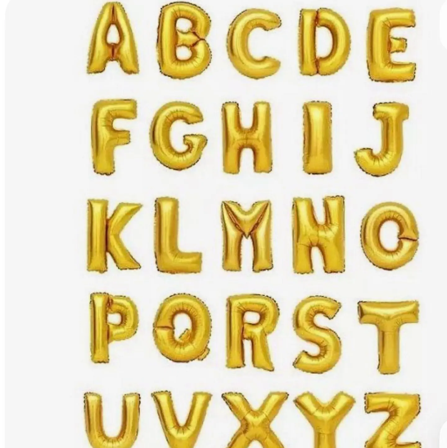 بالونات حروف لون ذهبي
