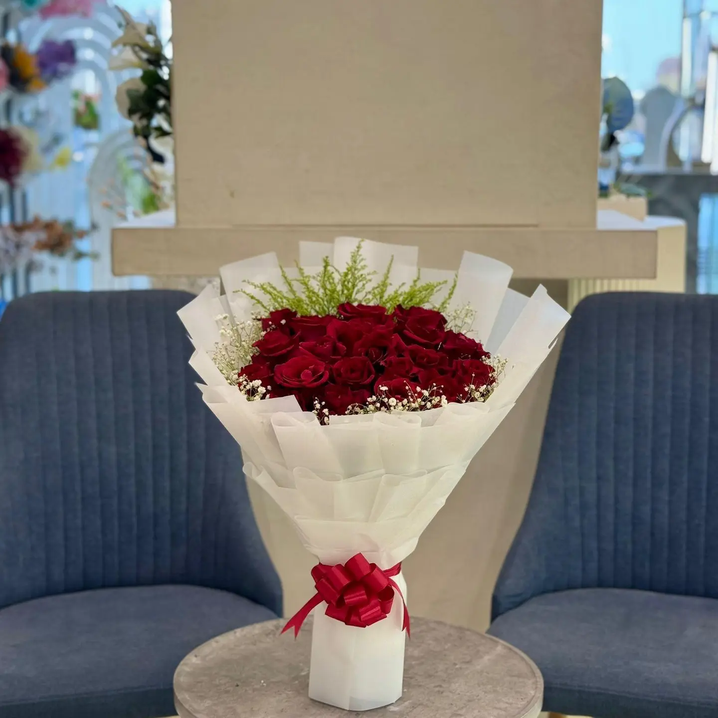 باقة احمر ورد طبيعي