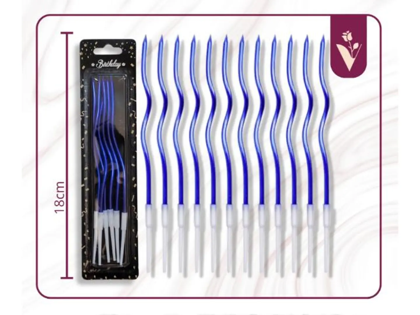 شموع حفلات مموجة 6 قطع أزرق