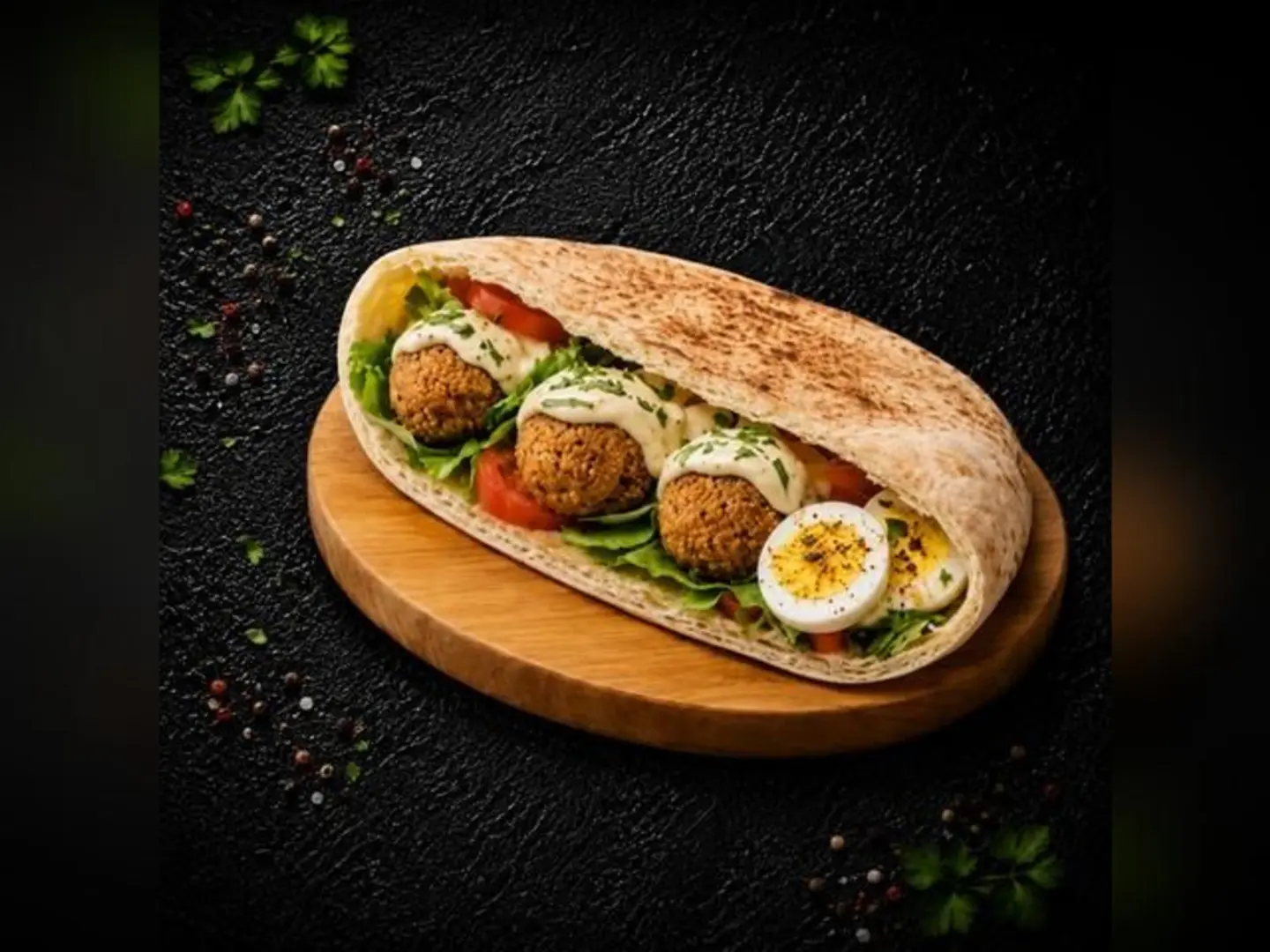 Mixed Falafel Sandwich With Egg