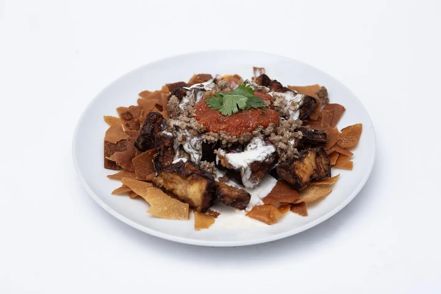 فتة باذنجان باللحم