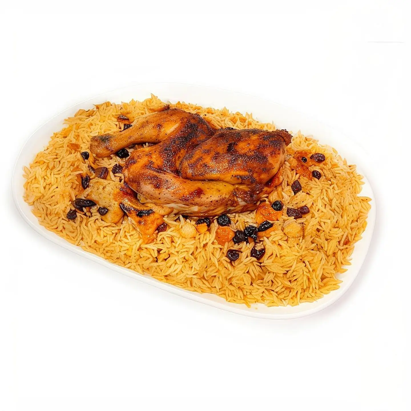 نصف دجاجة في الفرن مع الرز بخاري