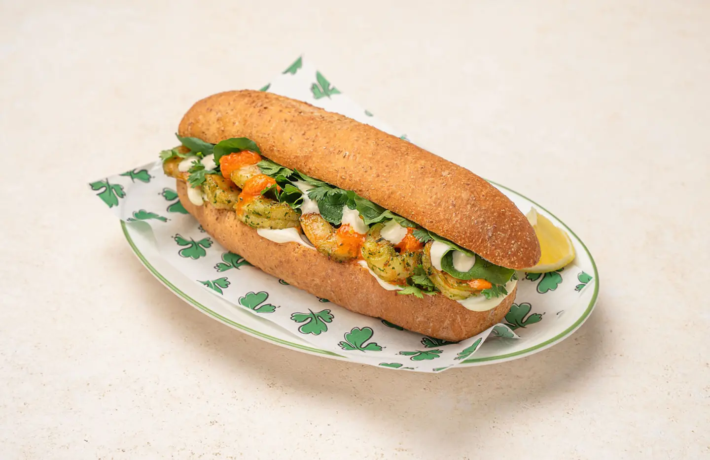 الجمبري بالليمون والطحينة