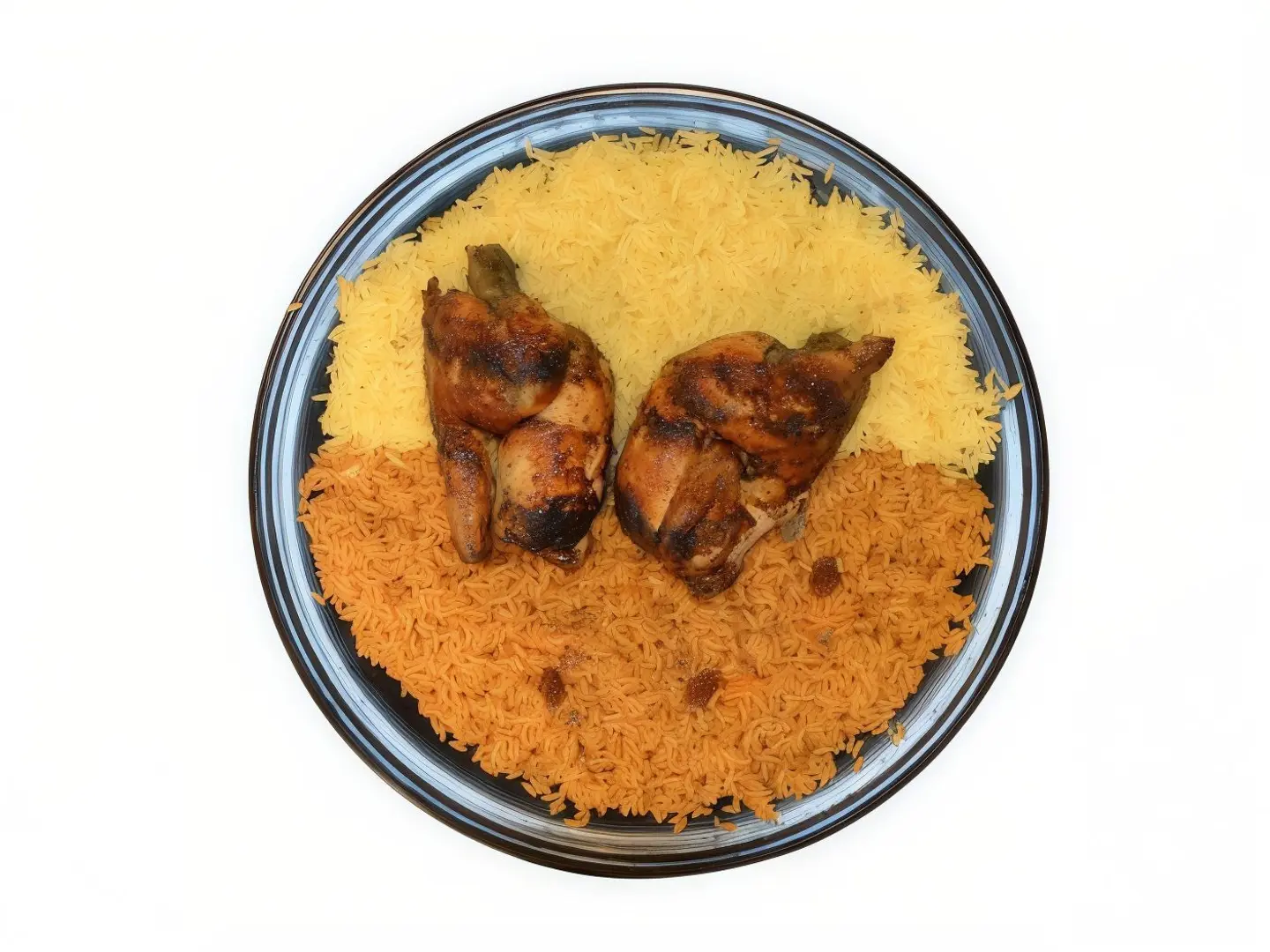 حبة دجاج كاملة شواية مع أرز مشكل