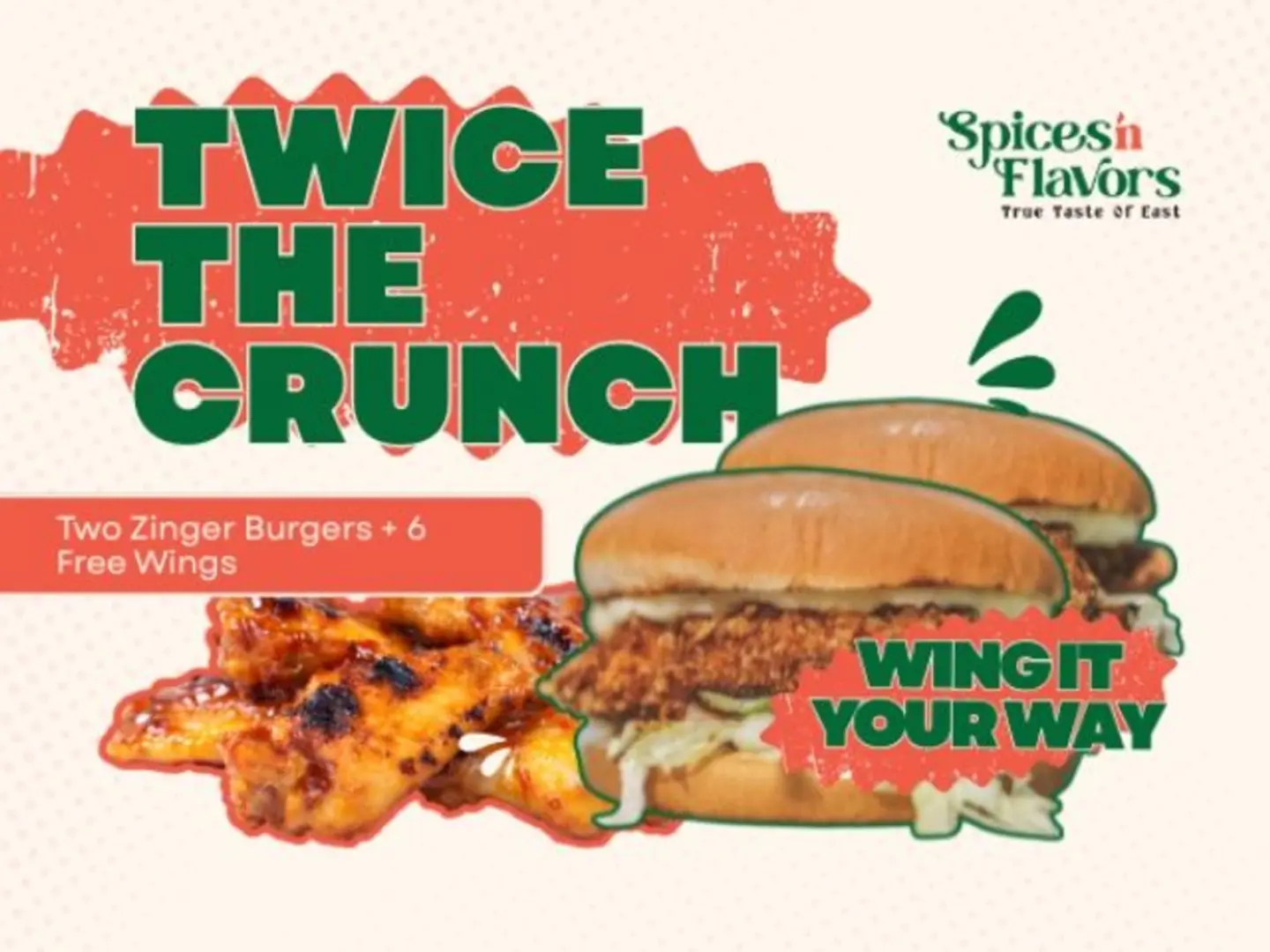 2 Zinger Burger With 6 Wings Free