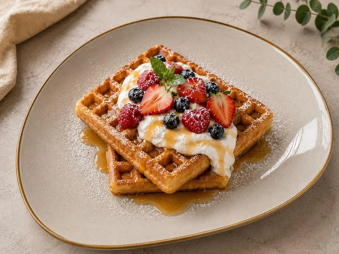 Waffle Chocolate& Fruits