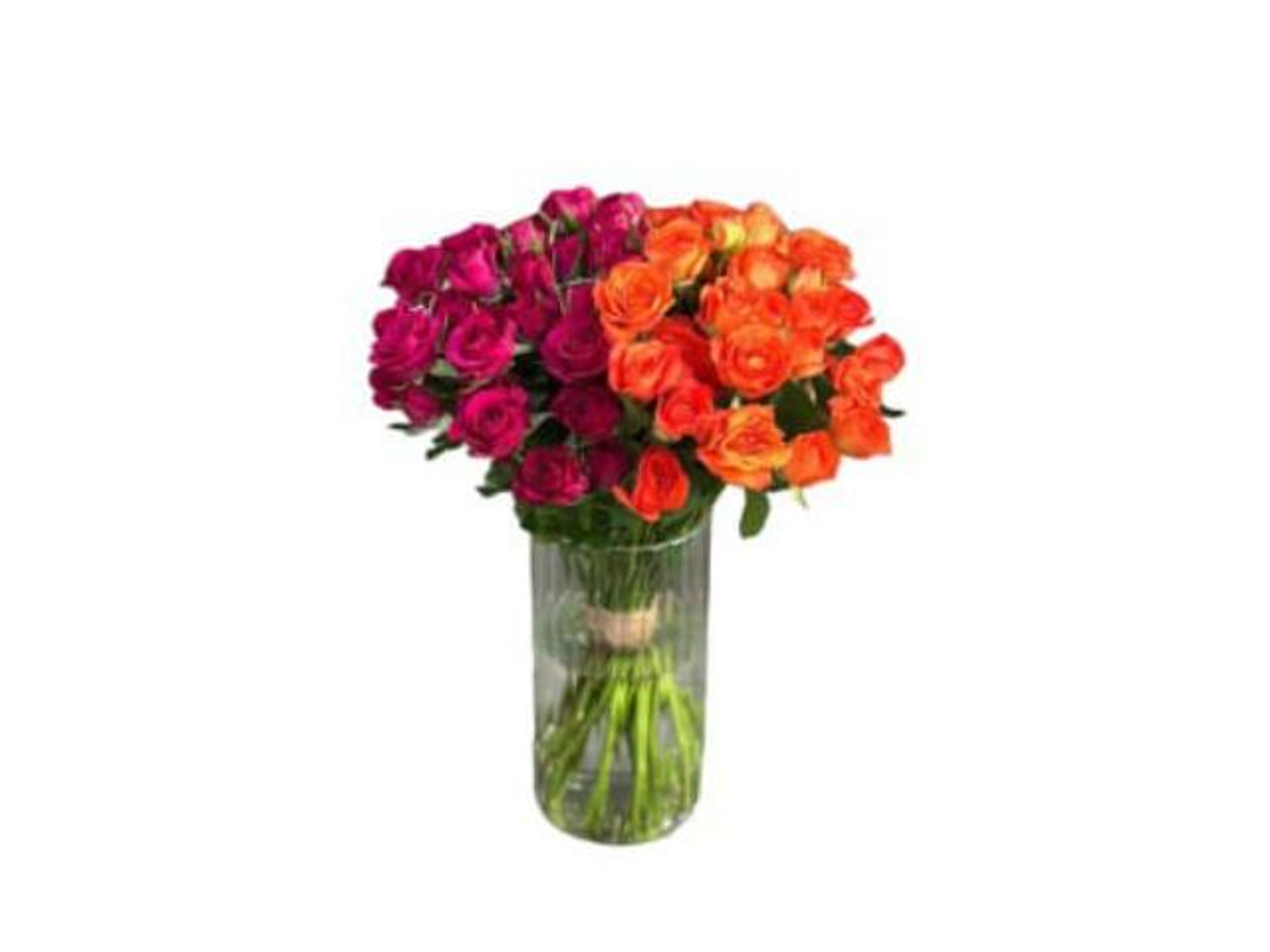 Vase With Baby Roses In Orange And Pink
