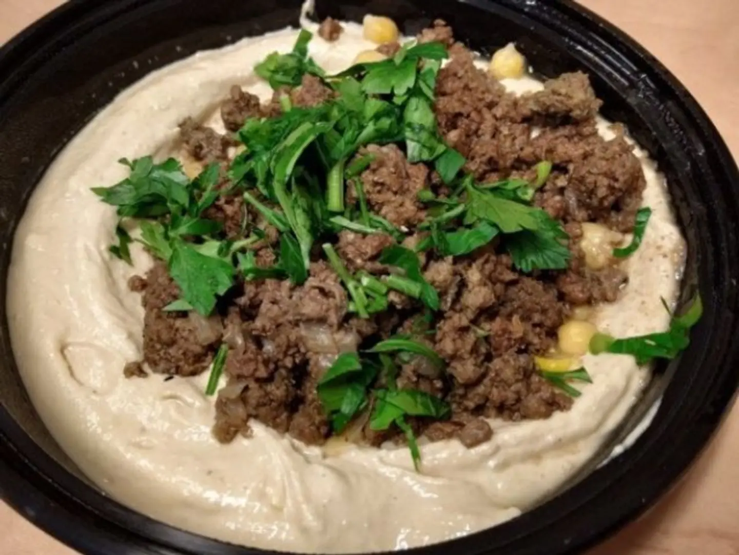 Meat Mgalgal With Hummus