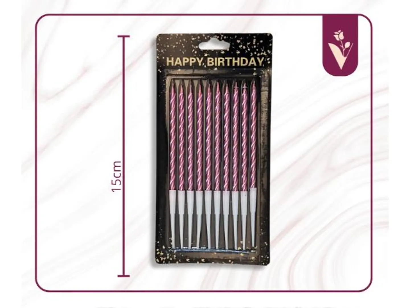 شموع حفلات مستقيمة بخط ملتوي 10قطع فسفوري