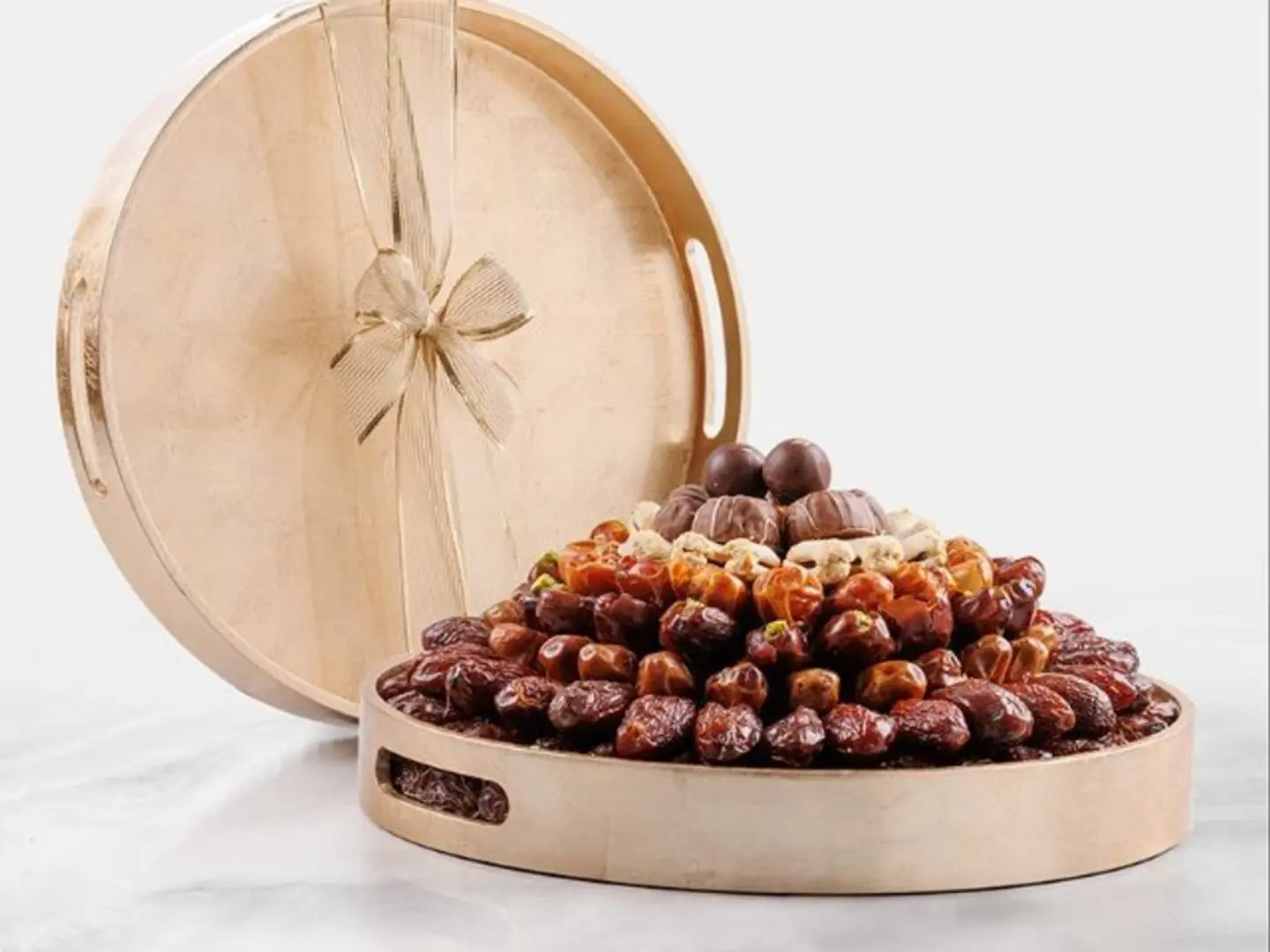 Gold Leaf Pattern Wooden Tray L