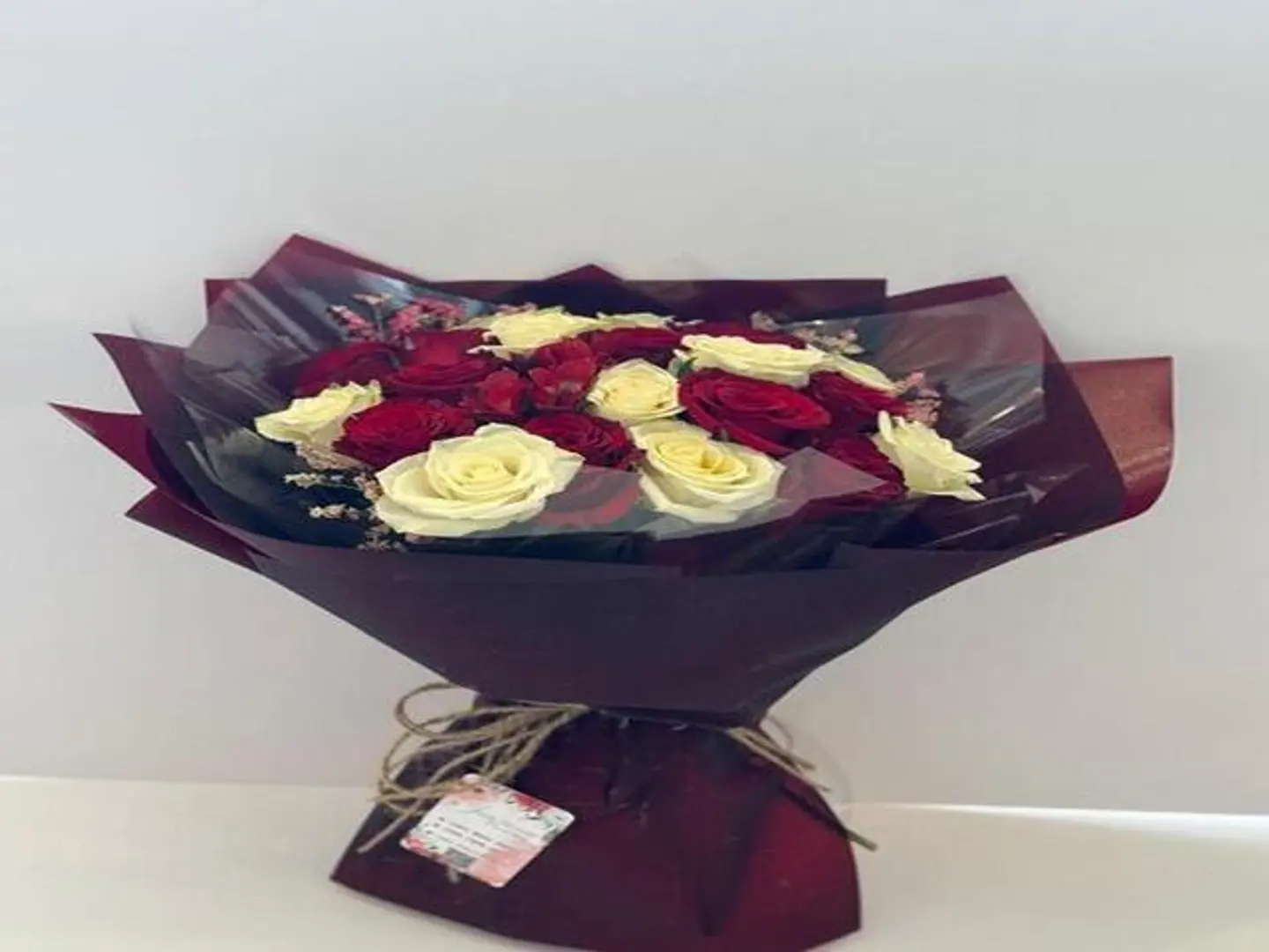 Bouquet Of Red And White Roses