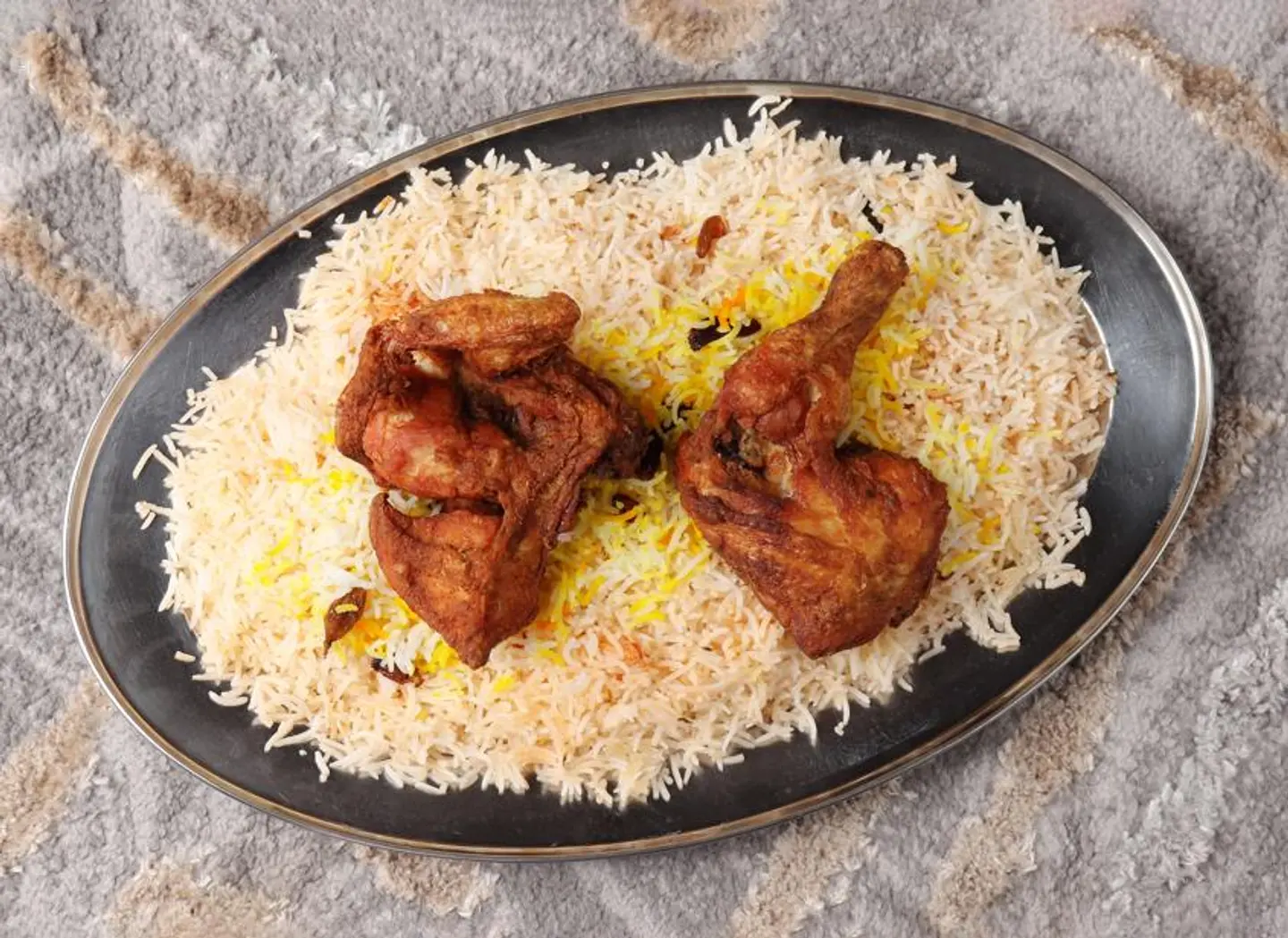 Half A Chicken Of Marinated With Rice