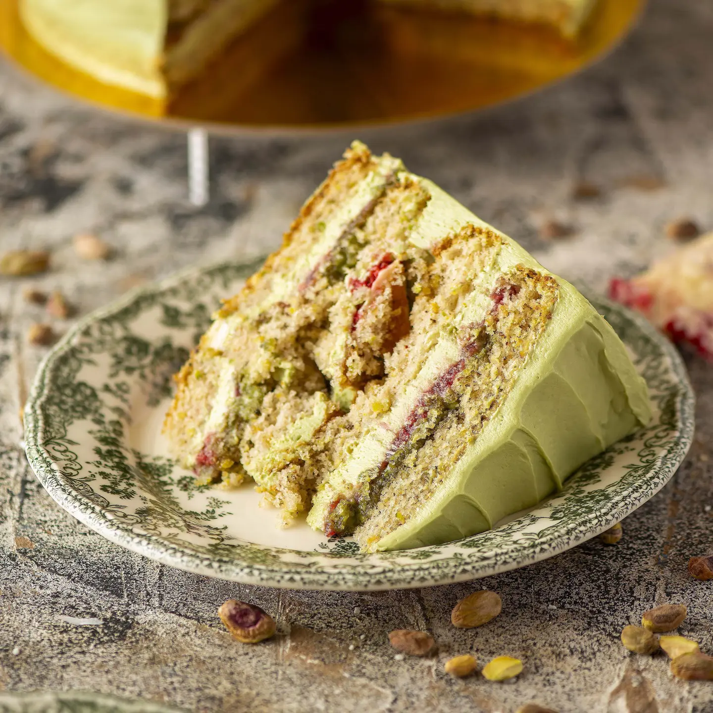 Pistachio Cake Slice