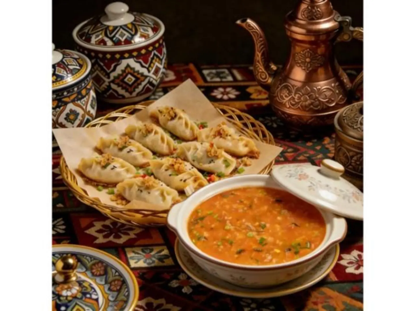 حساء الأرز والدمبلينغ المقلي كومبو
