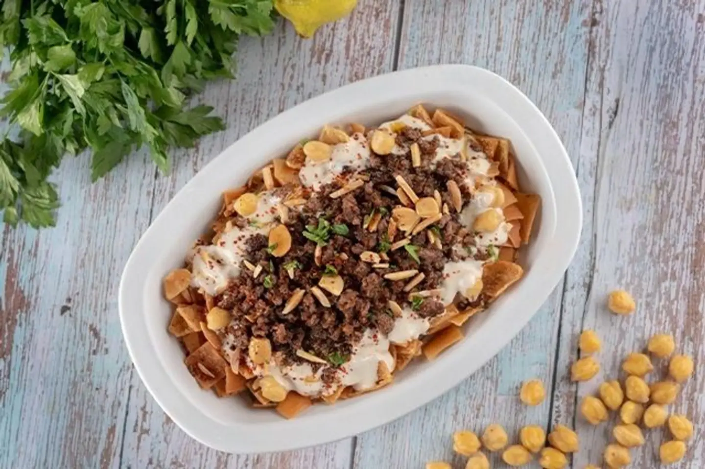 فتة حمص باللحمه