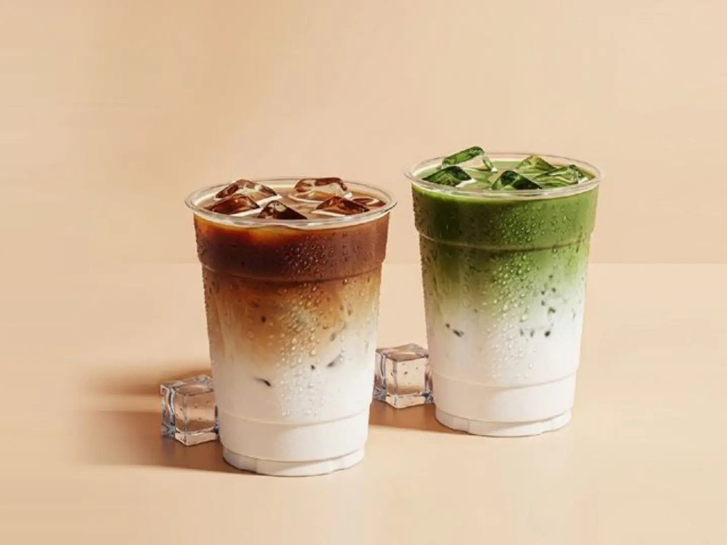 Iced Matcha With Iced Spanish Latte