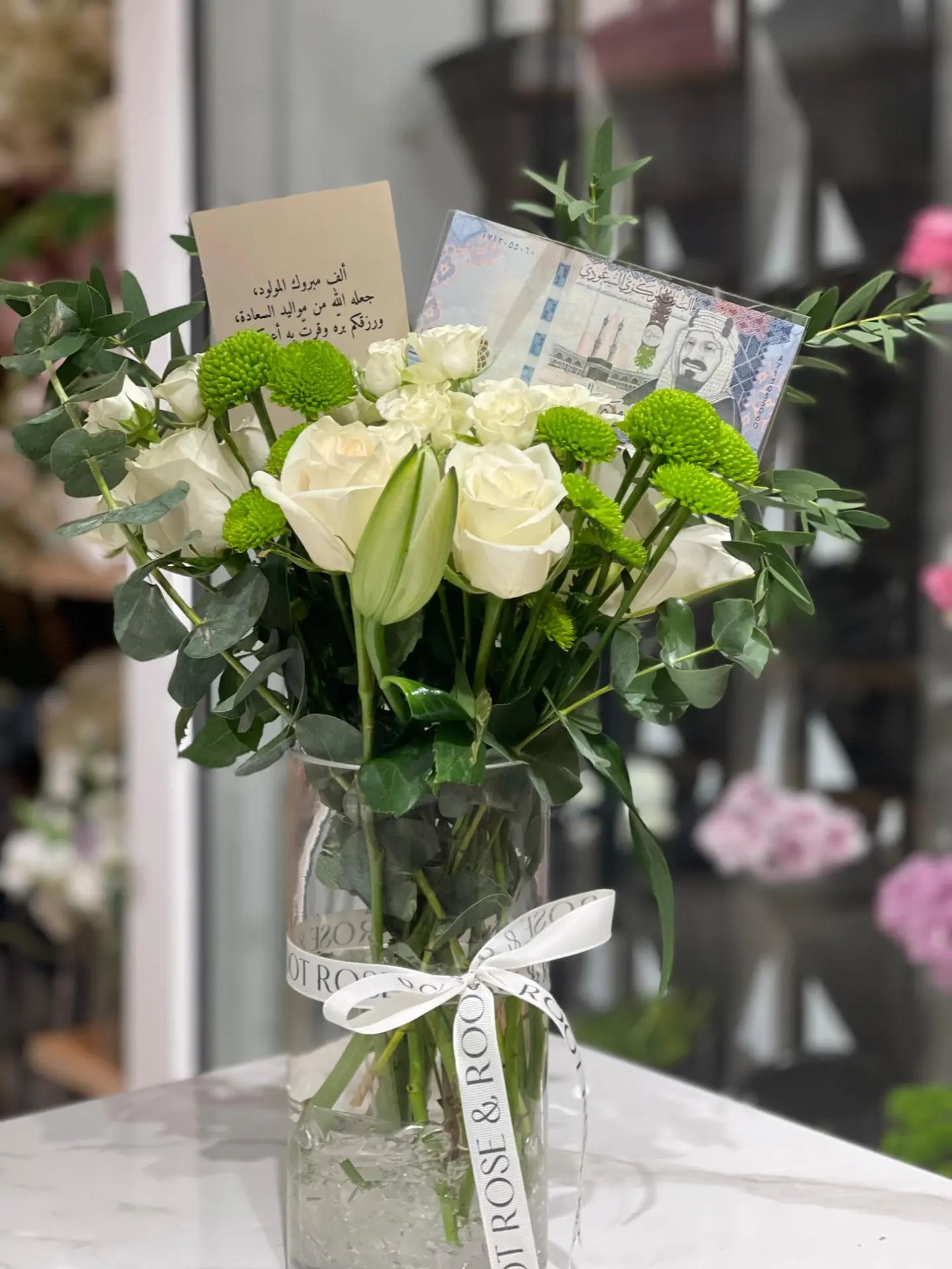 فازة الروز ابيض وبيبي روز