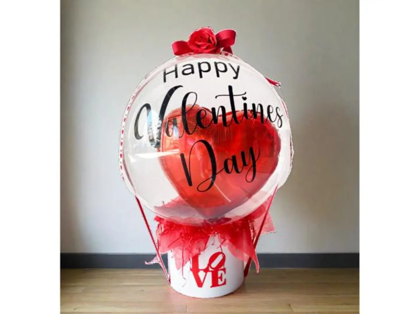 Valentine Bubble Balloon With Heartshape Foil Balloon