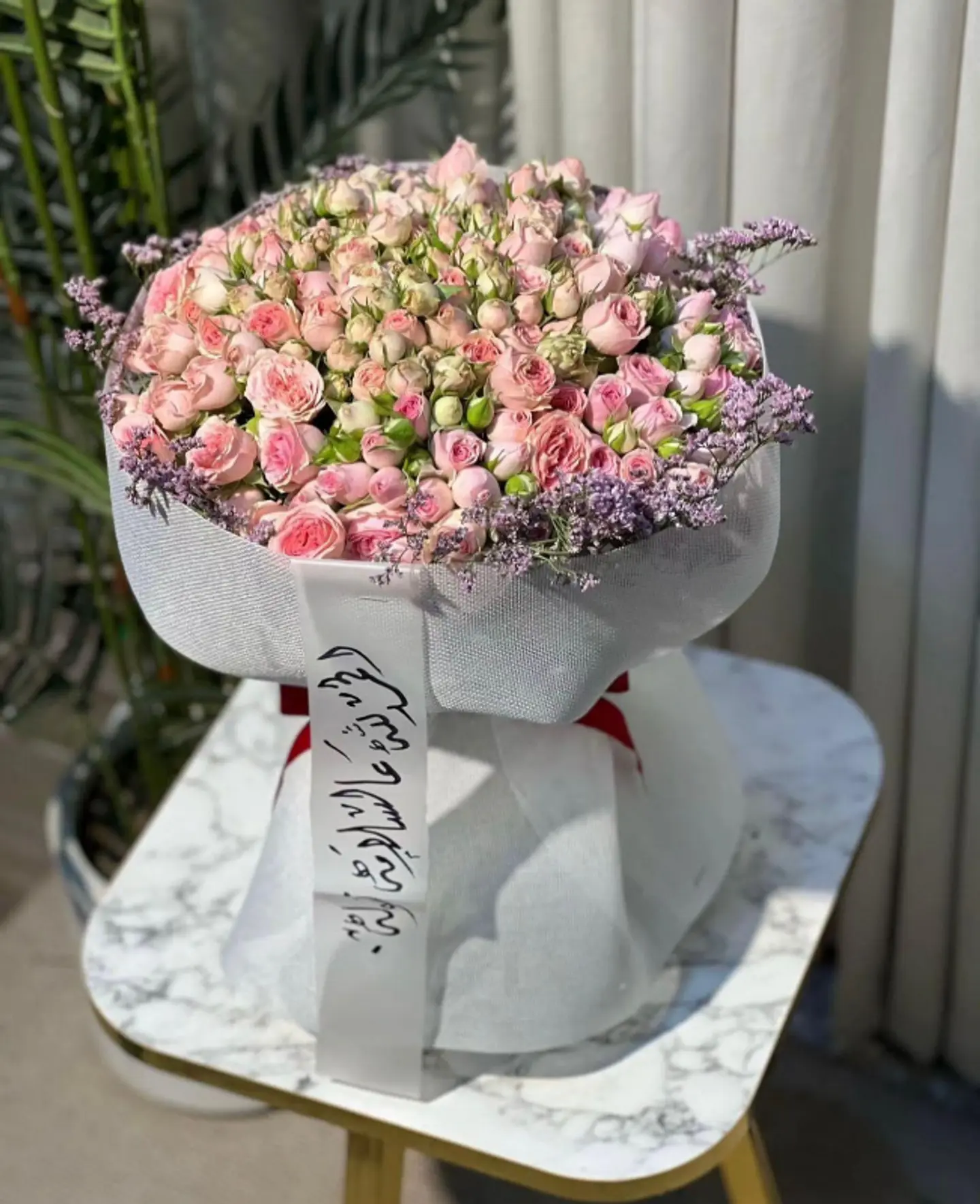 Baby Rose Bouquet With Fabric Wrapping