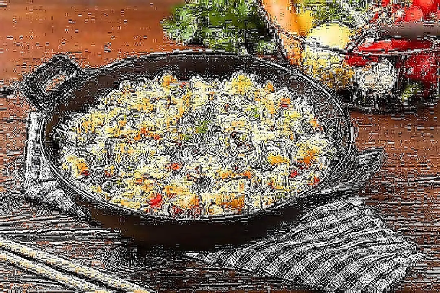 أرز بالخضار مقلي