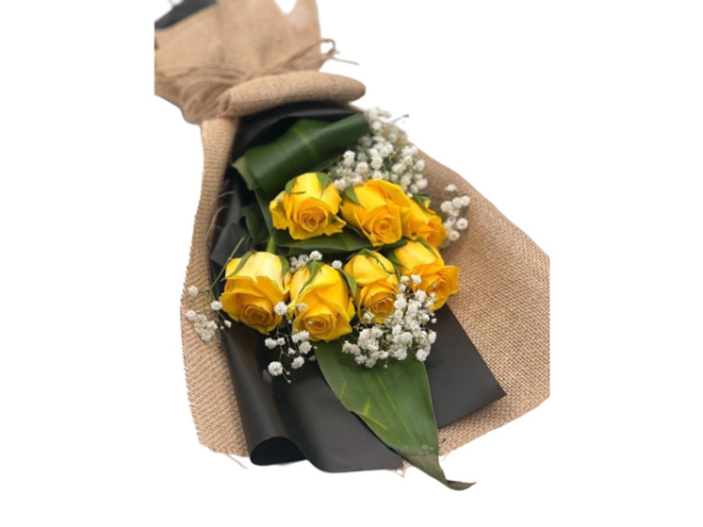 Yellow Rose With Burlap Bouquet