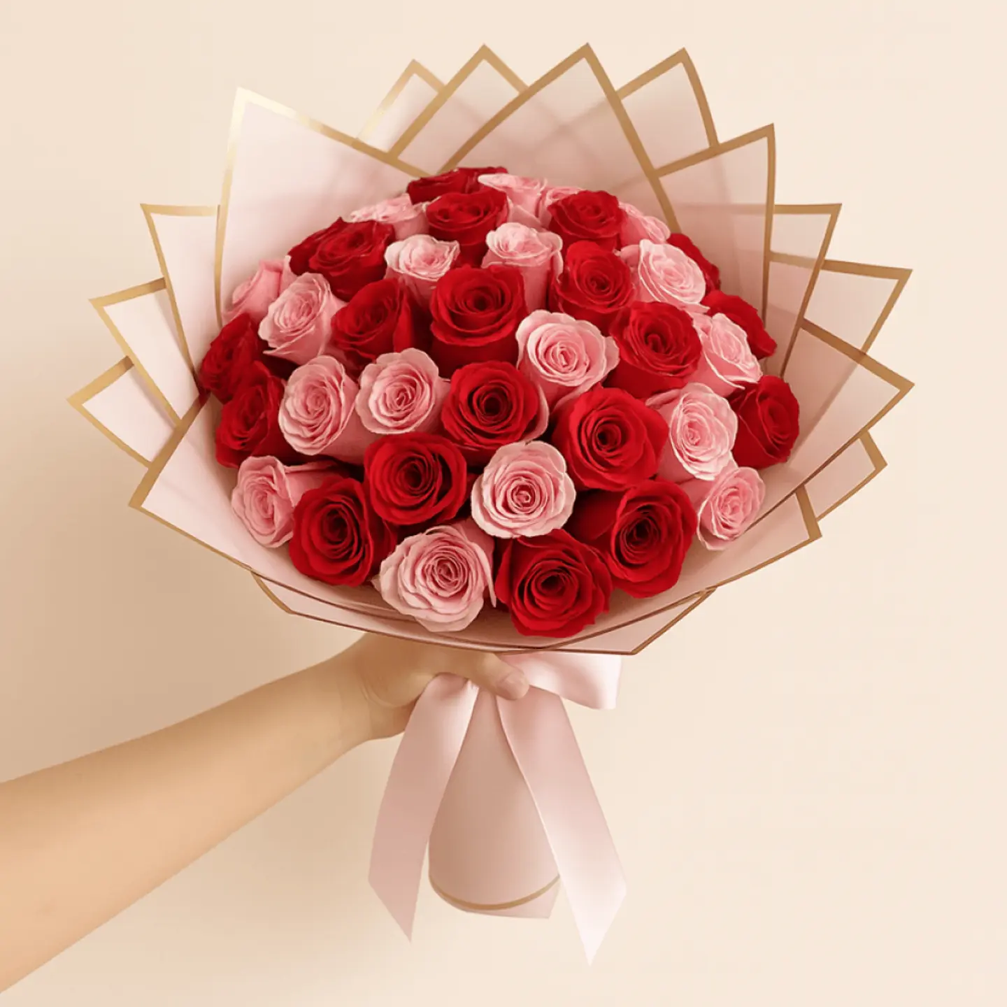 Bouquet Of Red And Pink Roses